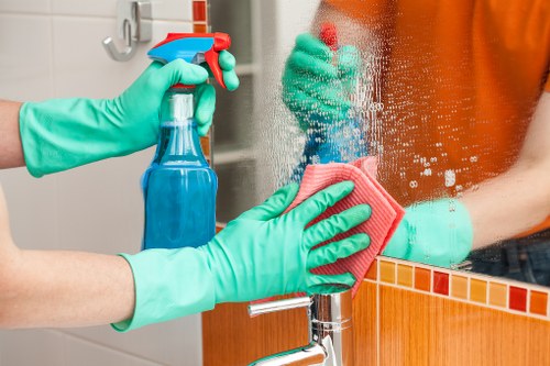 Local cleaning team removing builder dust after renovation work