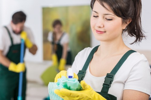 Local office cleaning team working in a Croydon commercial building